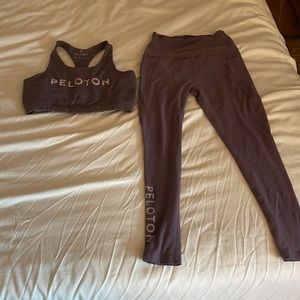 Purple peloton sports bra (large) and matching leggings (medium)